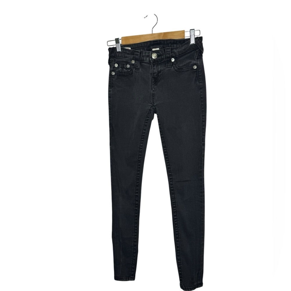 True Religion Halle Mid Rise Super Skinny Black Jeans size 26